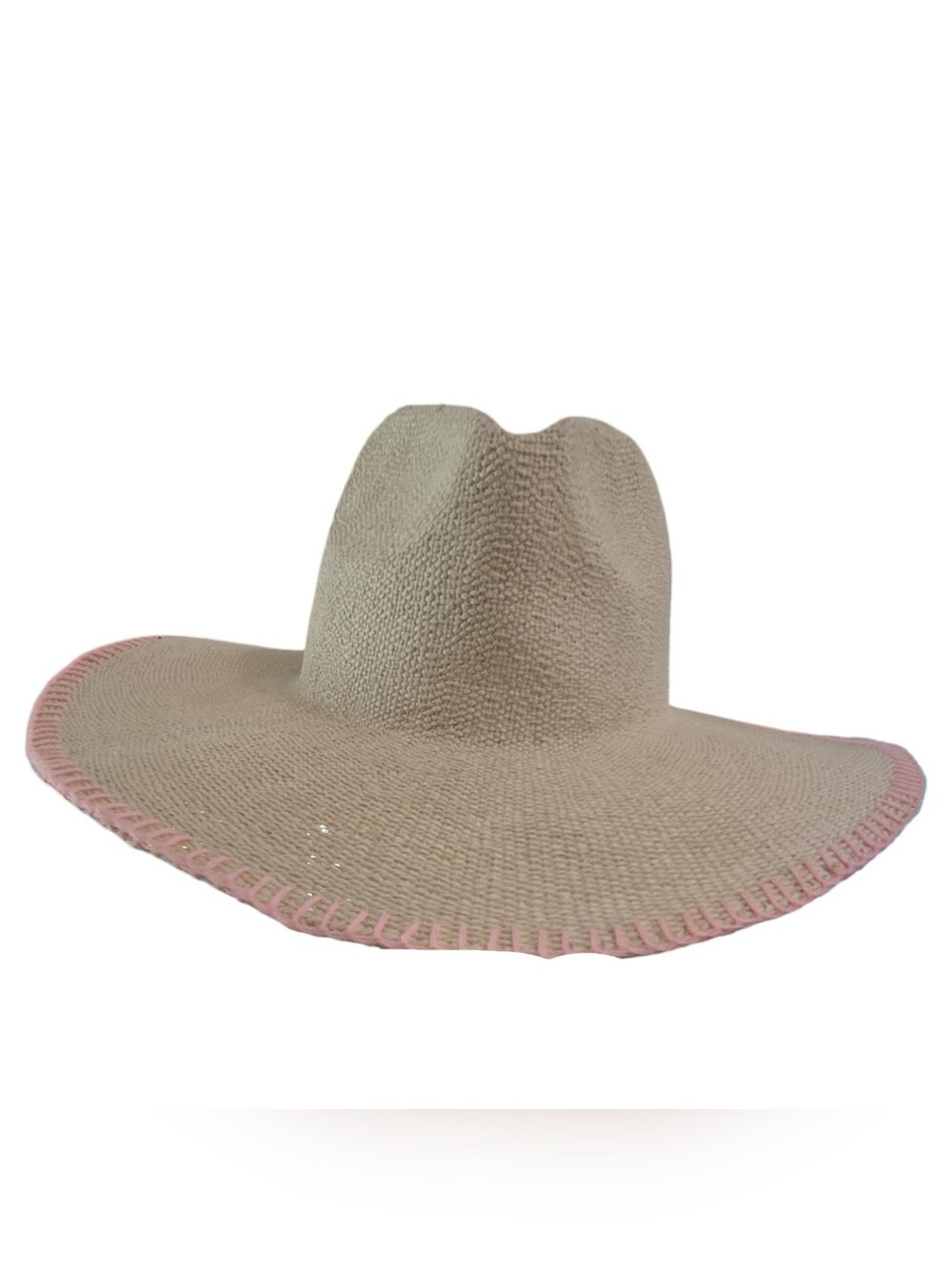 Universal Thread Wide-Brim Straw Sun Hat Tan Resortwear Boutique Beach Travel - Picture 2 of 8
